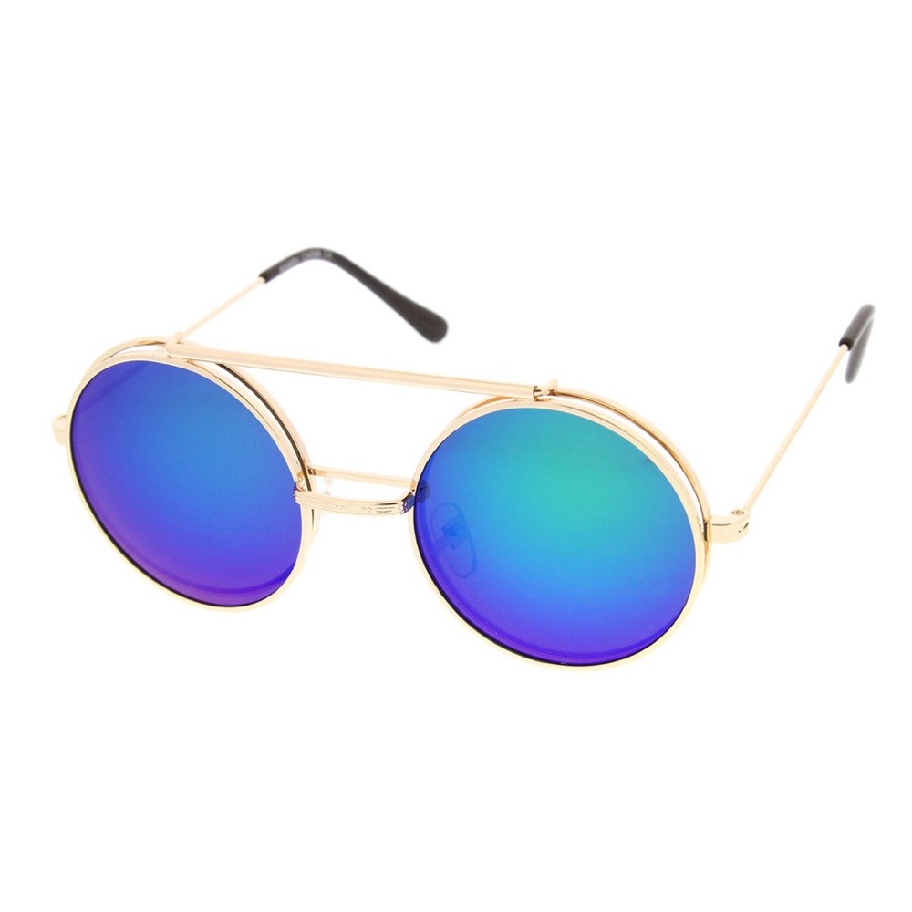 Steampunk mirror lens flip up glasses